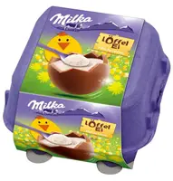 Шоколадні яйця Milka Loffel Ei Milchcreme 128g