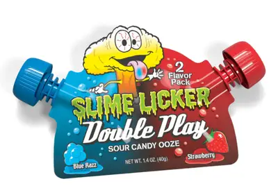 Кислая жидкая конфета Toxic Waste Slime Licker Double Play Sour Candy Blue Razz Strawberry 40г (8302) фото 1