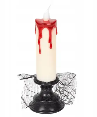 Декоративна світлодіодна свічка Halloween з підсвічником 1шт (11786) фото 1