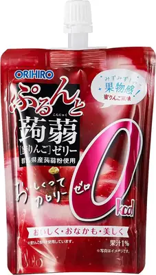 Японская конфета жидкое желе Orihiro Purunto Konnyaku Jelly Apple, 130 г (6360) фото 1