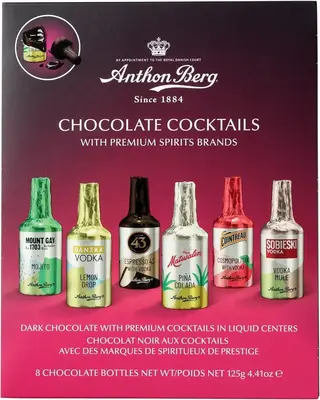 Шоколадные бутылочки с коктейлями Anthon Berg Chocolate Cocktail Liqueurs 8шт, 125г (10322) фото 1
