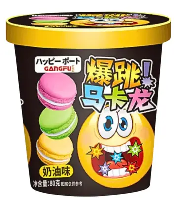 Печиво Макарон Gangfu Creamy Popping Candy з кремовим смаком і вибуховою карамелью 80г (10718) фото 1