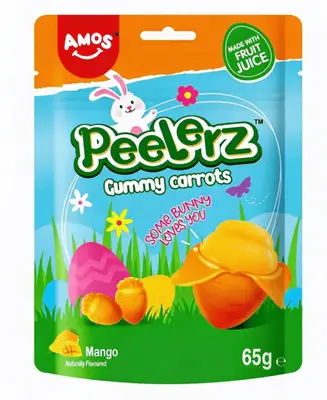Желейные конфеты Amos Peelerz Gummy Carrots Easter Pouch 65г (10668) фото 1