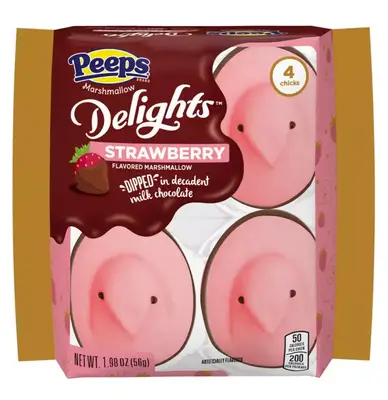 Маршмеллоу Peeps Easter Milk Chocolate Dipped Strawberry Delights Chicks 4шт, 56г (8510) фото 1