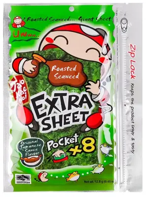 Чіпси Норі Tao Kae Noi Extra Sheet Pocket x8 sheets Roasted Seaweed Original 12.8г (10240) фото 1