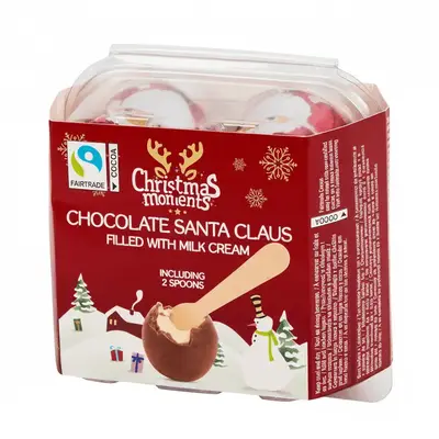 Шоколадні яйця з ложкою Christmas Moments Chocolate Santa Claus 4шт, 144г (9816) фото 1