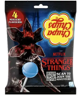 Льодяники на паличці Chupa Chups Stranger Things Upside Down 4 смаки 10шт, 120г (9304) фото 1