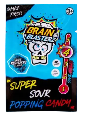 Кислые конфеты Brain Blasterz Super Sour Popping Candy Blue Raspberry 10г (7997) фото 1