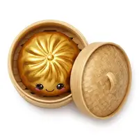 Іграшка-антистрес сквіш Dumpling Squishy Bun Metallic Пельмень у пароварці 10см, 1шт