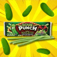 Кислі жувальні цукерки Sour Punch Straws Pickle Roulette Limited Edition 128г