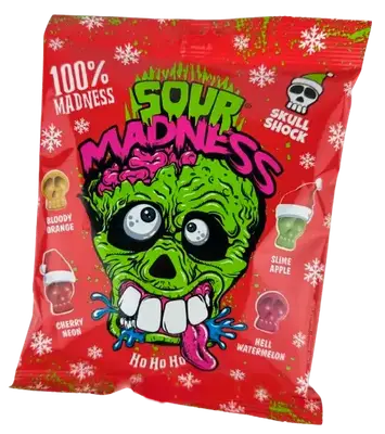 Новогодние кислые леденцы Sour Madness Winter Edition в виде черепа 150г (7795) фото 1