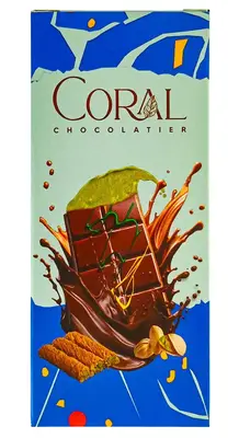 Дубайский шоколад Coral Chocolatier с фисташковой начинкой и катаифи 100г (7899) фото 1