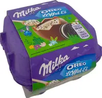 Набор шоколадных яиц Milka Löffel Ei Oreo Alpenmilch Schokolade gefüllt mit Oreocreme 128г