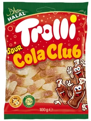 Кислые жевательные конфеты Trolli Cola Club sour Halal со вкусом Кока Колы 100 г (7592) фото 1