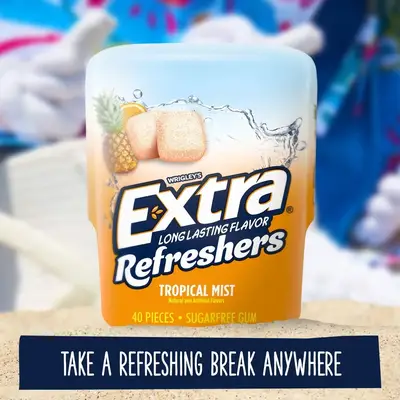 Жвачки Extra refreshers Tropical Mist sugar free 40 шт (1897) фото 1