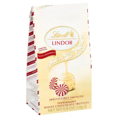 Шоколадні цукерки Lindt Lindor Holiday White Peppermint Truffles 24g (4342) фото 1