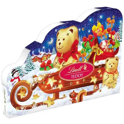 Адвент календар Lindt Teddy Advent Calendar (Ведмедик на санях) 265g (2296) фото 1
