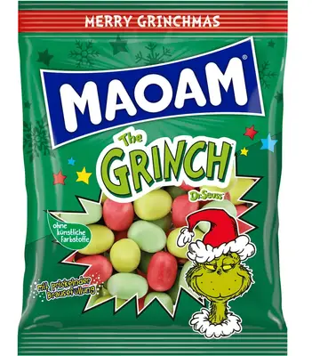 Жувальні цукерки Maoam The Grinch Merry Christmas Candy 175г (10027) фото 1