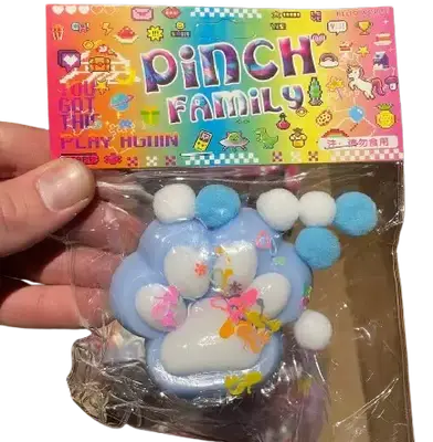 Игрушка-антистресс Таба Лапка Pinch Family Сквиш Лапка Котика голубая с белым (7741) фото 1