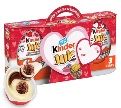 Шоколадные яйца Kinder Joy Valentine's Day Edition Eggs 3шт х 20г (10364) фото 1