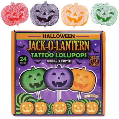 Леденцы на палочке Halloween Pumpkin Tattoo Lollipop 24 шт, 288г (11905) фото 1