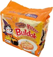 Локшина швидкого приготування Samyang Buldak Artificial Spicy Chicken Flavor Ramen зі смаком гострої курки та 4 видів сиру 5x145 г.