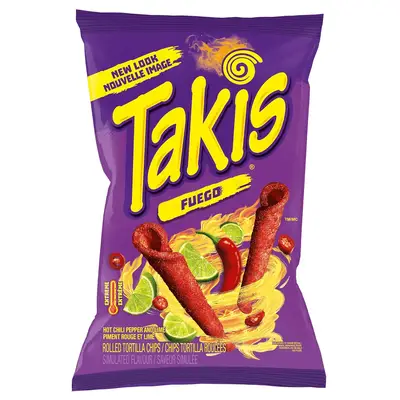 Чипсы Takis Fuego Rolls Hot Chili Pepper &amp; Lime Flavored Spicy 100г (11157) фото 1